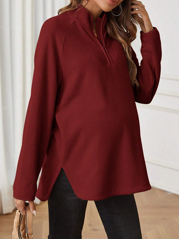 Beaumama t-shirts grossesse casual tous les jours fermeture éclair fendu le côté poilu femme enceinte