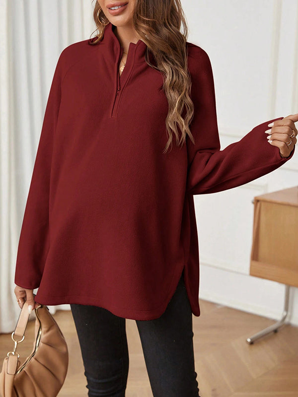Beaumama t-shirts grossesse casual tous les jours fermeture éclair fendu le côté poilu femme enceinte
