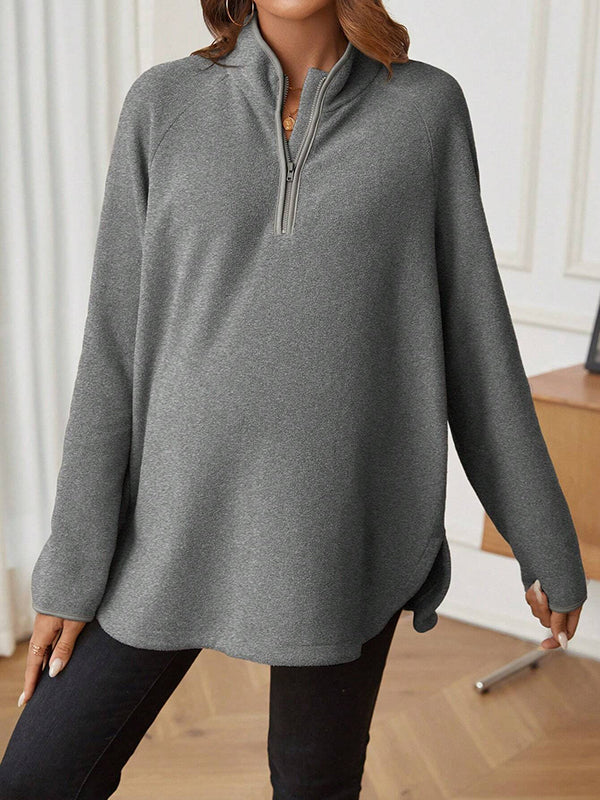 Beaumama t-shirts grossesse casual tous les jours fermeture éclair fendu le côté poilu femme enceinte