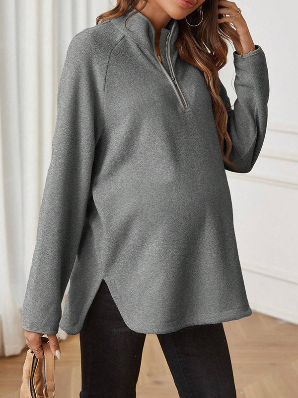 Beaumama t-shirts grossesse casual tous les jours fermeture éclair fendu le côté poilu femme enceinte