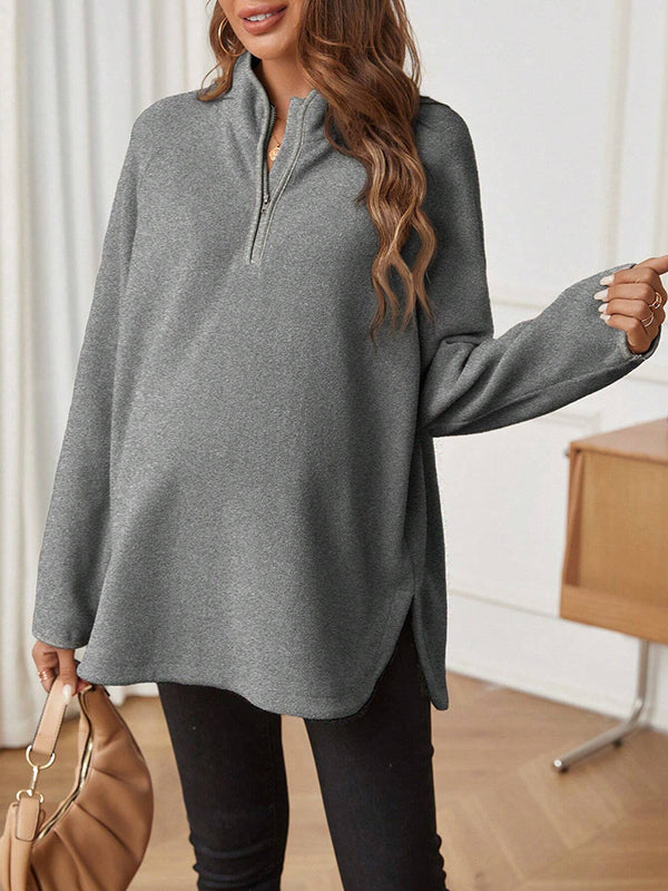 Beaumama t-shirts grossesse casual tous les jours fermeture éclair fendu le côté poilu femme enceinte