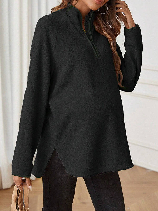 Beaumama t-shirts grossesse casual tous les jours fermeture éclair fendu le côté poilu femme enceinte