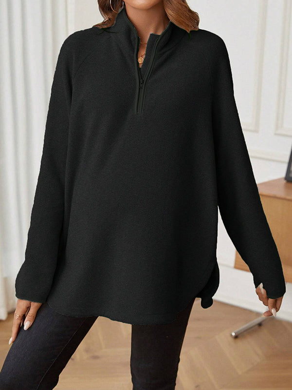 Beaumama t-shirts grossesse casual tous les jours fermeture éclair fendu le côté poilu femme enceinte