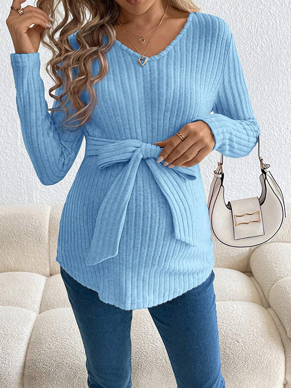 Beaumama t-shirts grossesse casual tous les jours rayé ceinture nœud papillon irrégulier femme enceinte