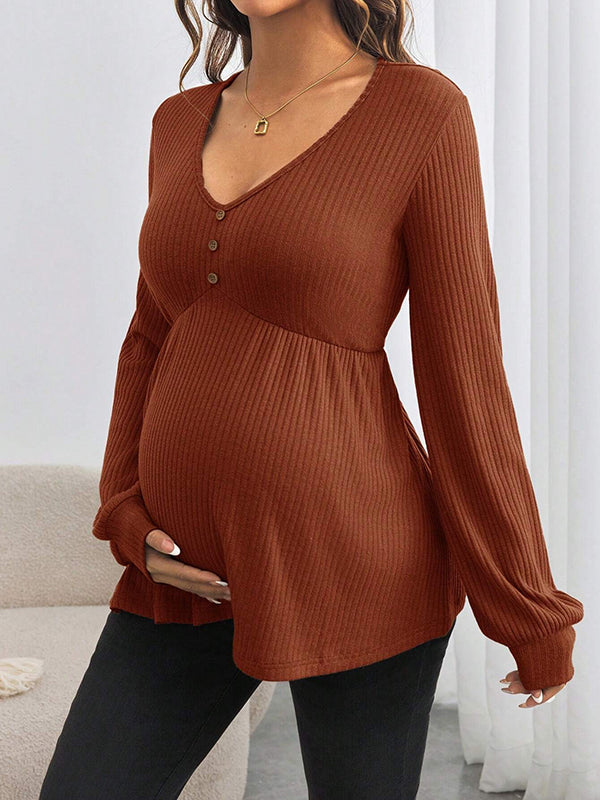 Beaumama t-shirts grossesse casual tous les jours boutonnage peplum femme enceinte