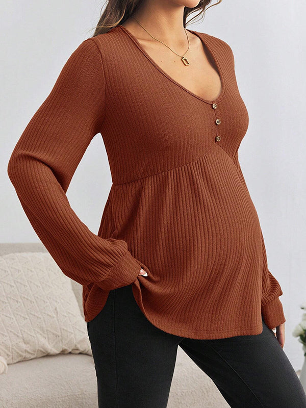 Beaumama t-shirts grossesse casual tous les jours boutonnage peplum femme enceinte