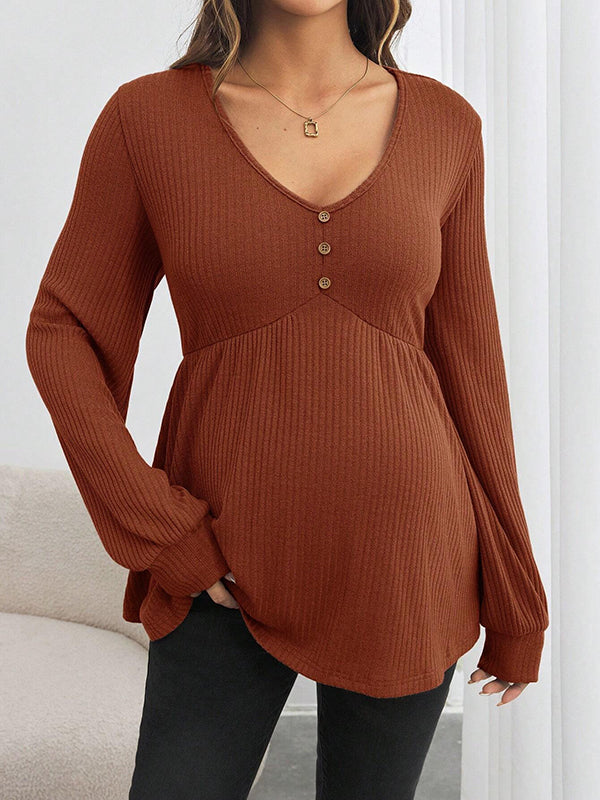 Beaumama t-shirts grossesse casual tous les jours boutonnage peplum femme enceinte