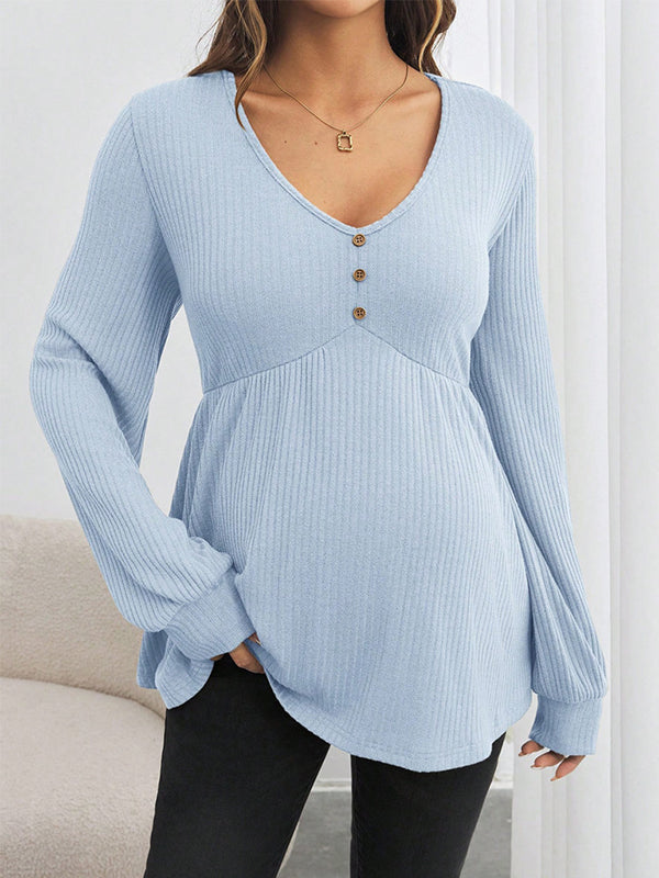 Beaumama t-shirts grossesse casual tous les jours boutonnage peplum femme enceinte