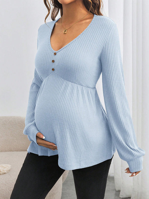 Beaumama t-shirts grossesse casual tous les jours boutonnage peplum femme enceinte