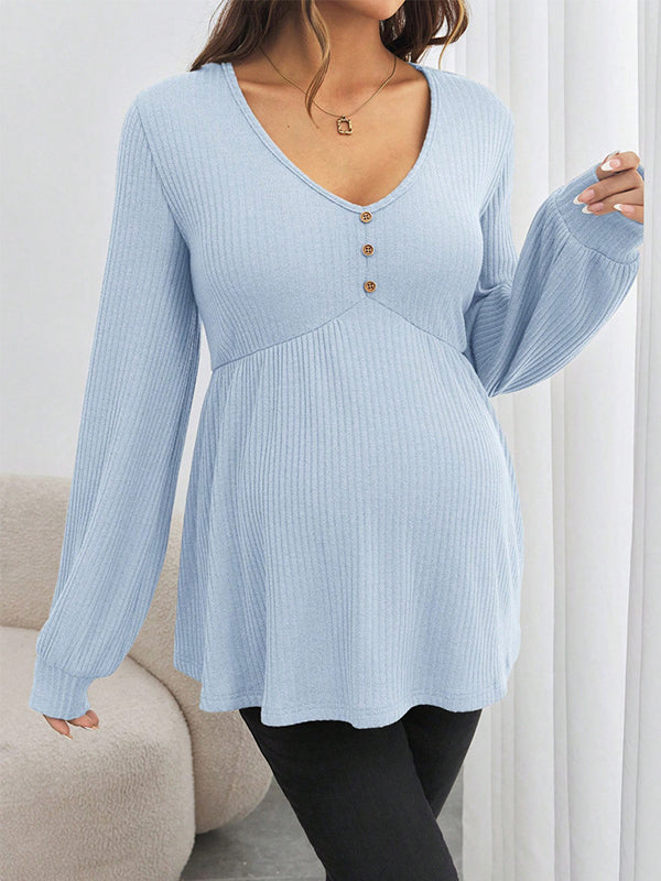 Beaumama t-shirts grossesse casual tous les jours boutonnage peplum femme enceinte