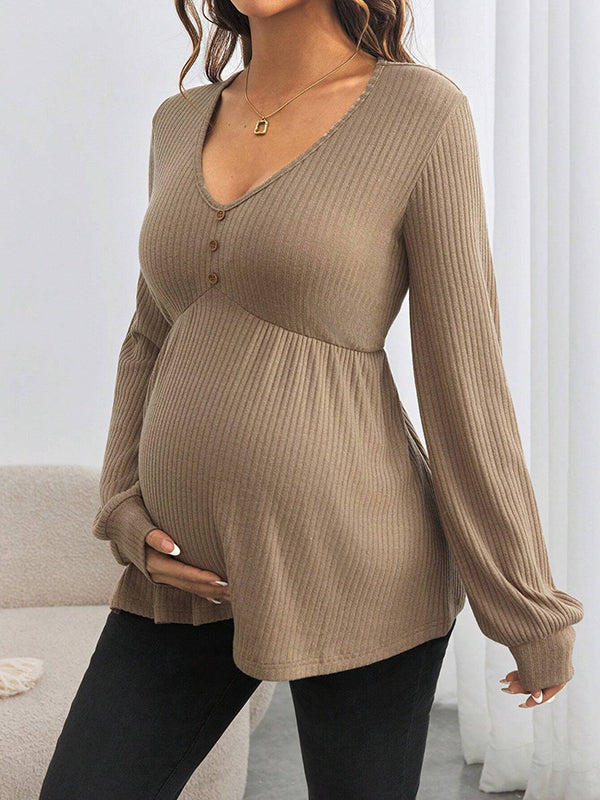 Beaumama t-shirts grossesse casual tous les jours boutonnage peplum femme enceinte