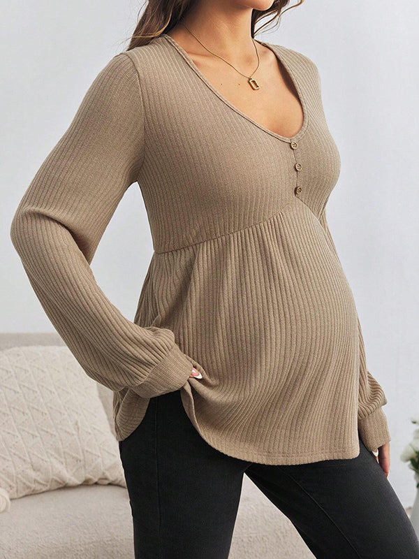 Beaumama t-shirts grossesse casual tous les jours boutonnage peplum femme enceinte