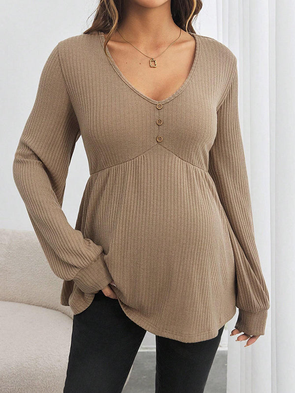 Beaumama t-shirts grossesse casual tous les jours boutonnage peplum femme enceinte