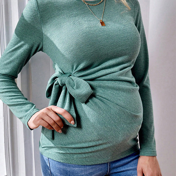 Beaumama t-shirts grossesse casual travail ceinture nœud papillon moulante femme enceinte