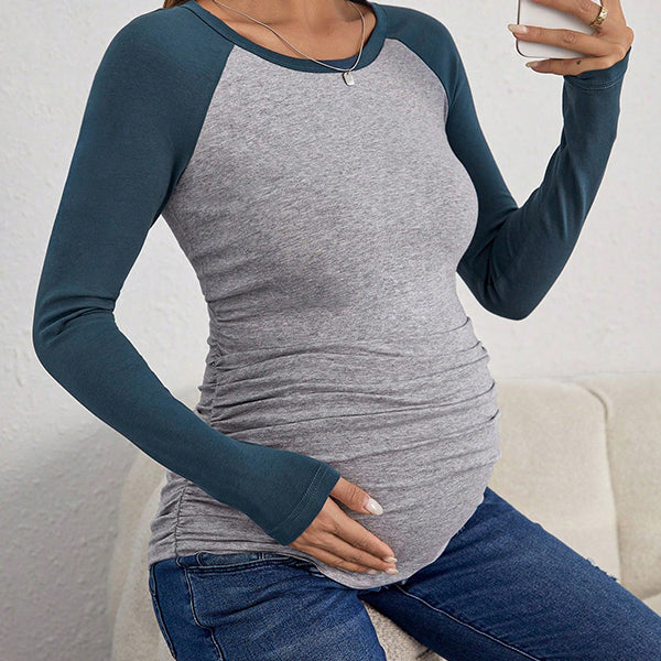 Beaumama t-shirt grossesse casual confortable couleur bloc moulante femme enceinte