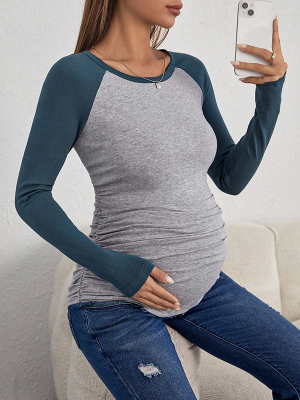 Beaumama t-shirt grossesse casual confortable couleur bloc moulante femme enceinte