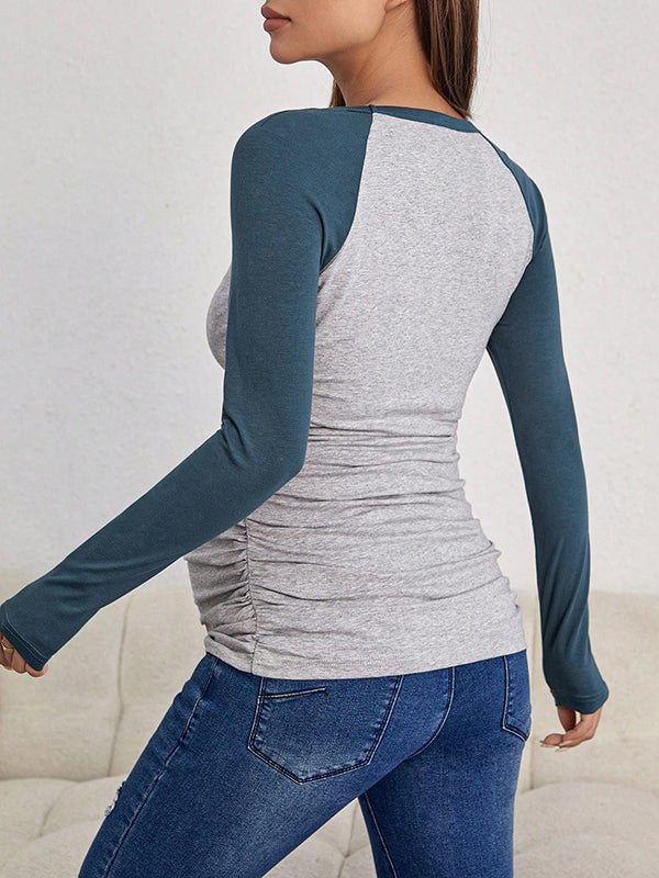 Beaumama t-shirt grossesse casual confortable couleur bloc moulante femme enceinte