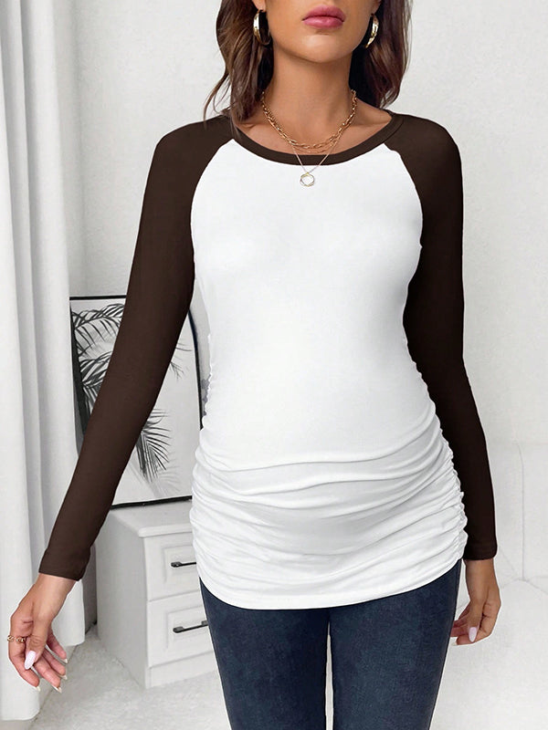 Beaumama t-shirt grossesse casual confortable couleur bloc moulante femme enceinte