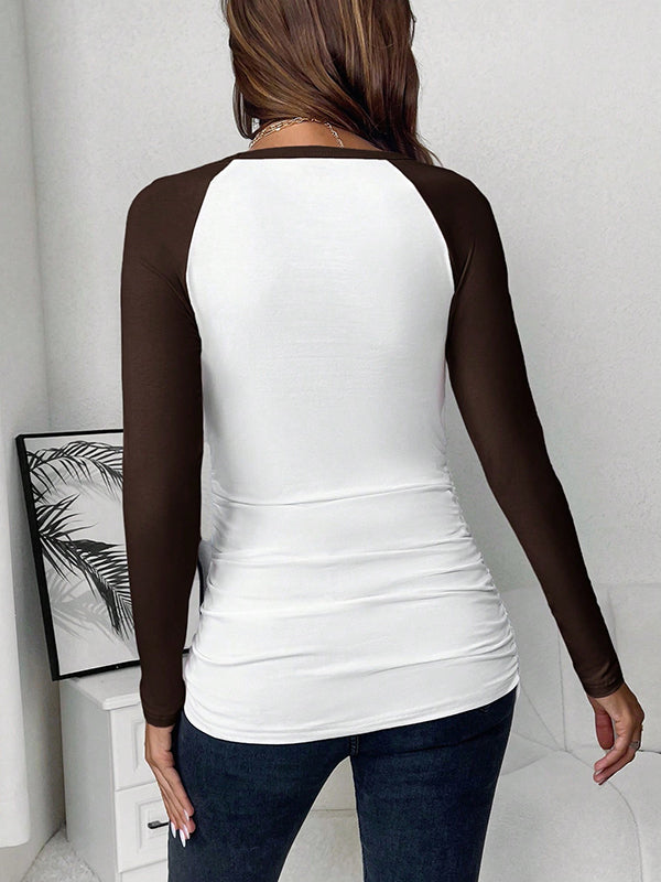 Beaumama t-shirt grossesse casual confortable couleur bloc moulante femme enceinte