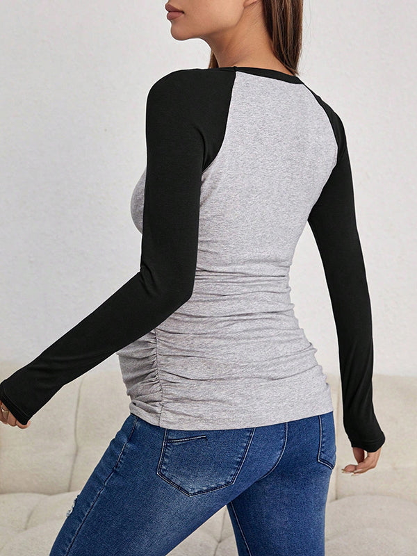 Beaumama t-shirt grossesse casual confortable couleur bloc moulante femme enceinte