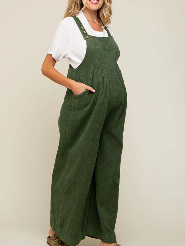 Beaumama salopette ample palazzo grossesse velours cotelé poches double boutonnage femme enceinte