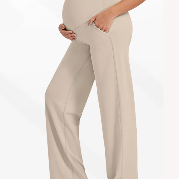 Beaumama pantalon droit grossesse casual poches taille haute femme enceinte