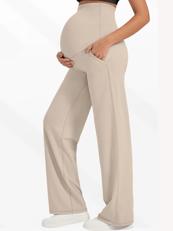 Beaumama pantalon droit grossesse casual poches taille haute femme enceinte