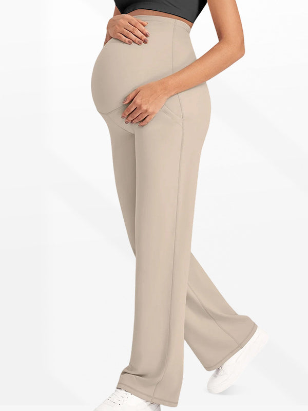 Beaumama pantalon droit grossesse casual poches taille haute femme enceinte