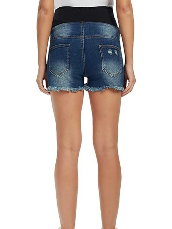 Legging shorts de grossesse Jean-Bleu clair