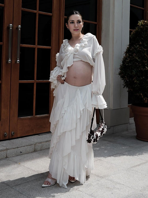 Beaumama jupe grossesse chic cocktail volants irrégulier fluide femme enceinte