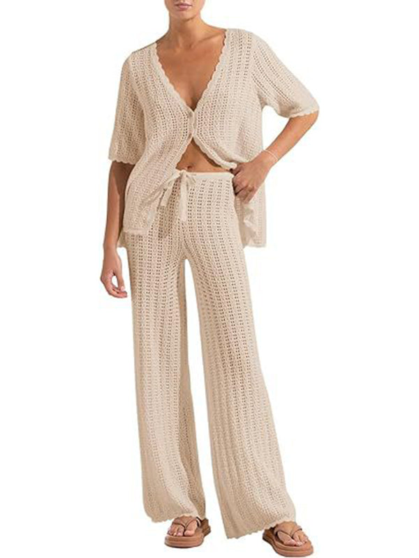 Beaumama t-shirt pantalon grossesse crochet tricot 2 pièces chic femme enceinte