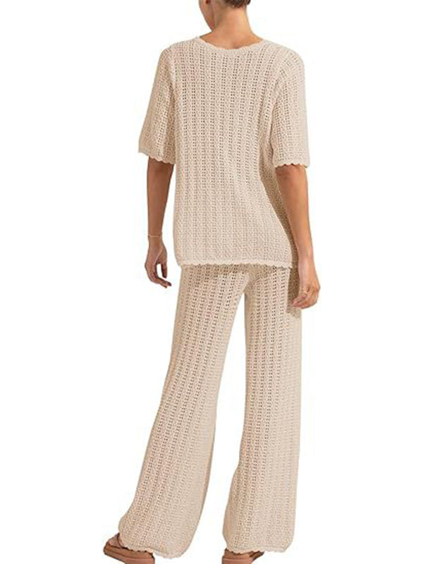 Beaumama t-shirt pantalon grossesse crochet tricot 2 pièces chic femme enceinte