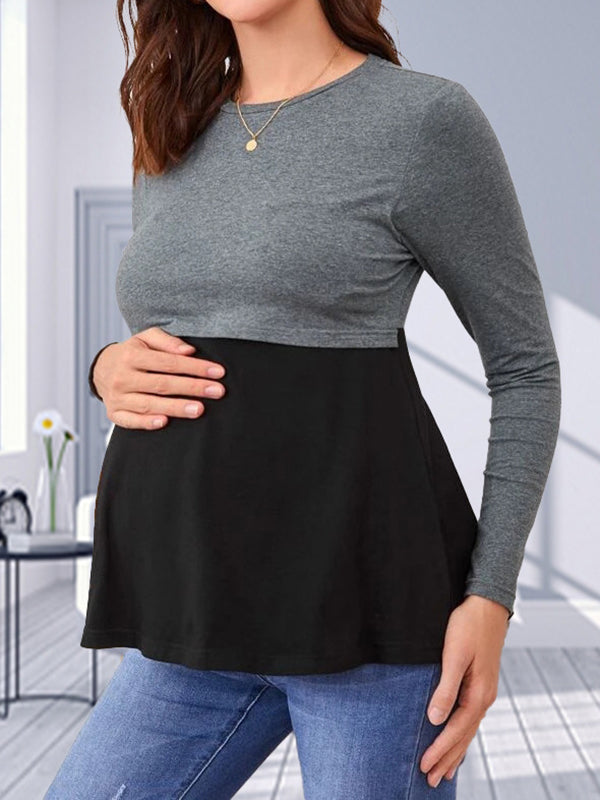 Beaumama t-shirt allaitement grossesse casual chic épissage volants couleur bloc femme enceinte