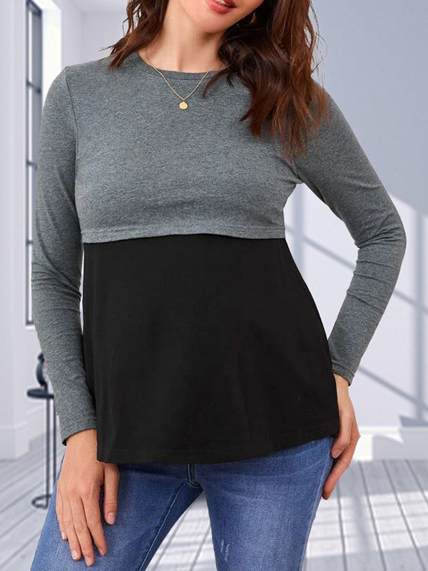 Beaumama t-shirt allaitement grossesse casual chic épissage volants couleur bloc femme enceinte