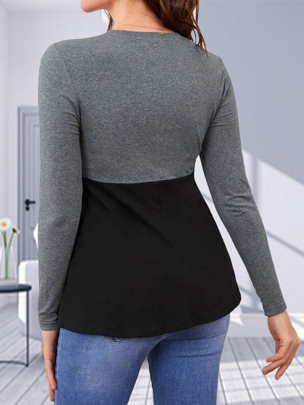 Beaumama t-shirt allaitement grossesse casual chic épissage volants couleur bloc femme enceinte