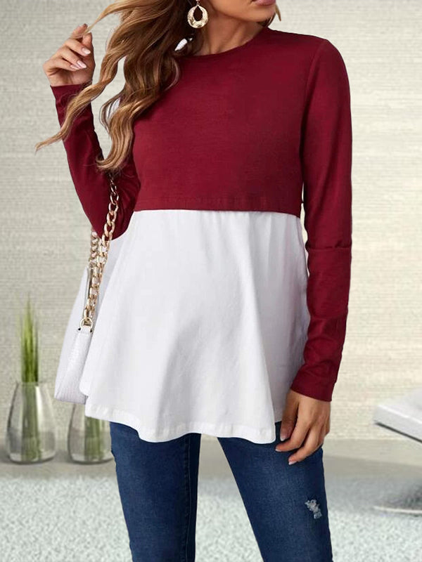 Beaumama t-shirt allaitement grossesse casual chic épissage volants couleur bloc femme enceinte
