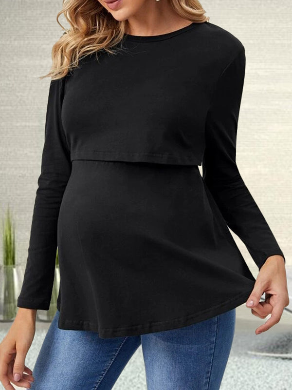 Beaumama t-shirt allaitement grossesse casual chic épissage volants couleur bloc femme enceinte