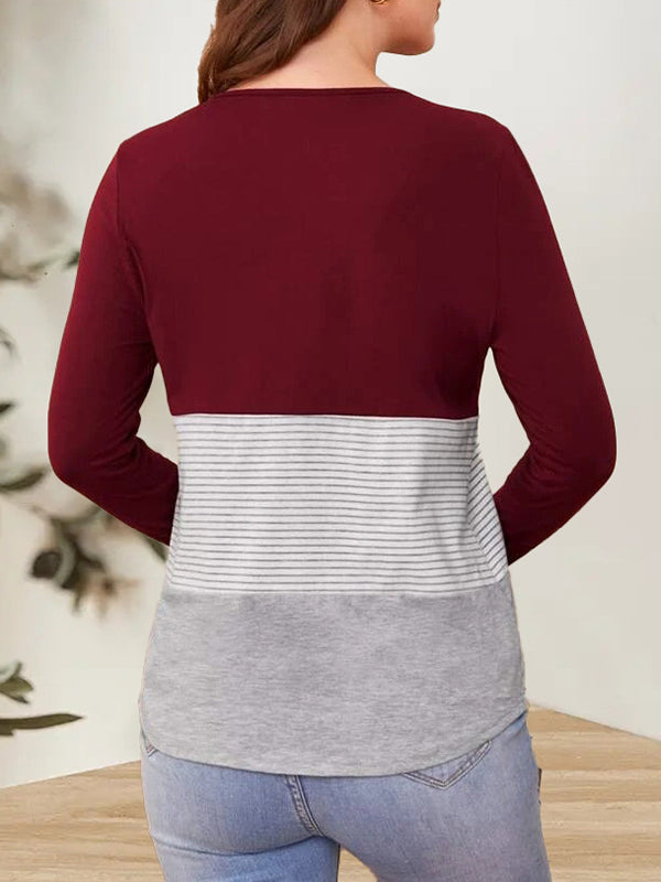 Beaumama t-shirt allaitement grossesse casual tous les jours couleur bloc rayé femme enceinte