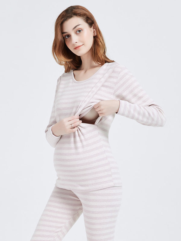 Beaumama t-shirt allaitement grossesse casual confortable rayé épissage femme enceinte