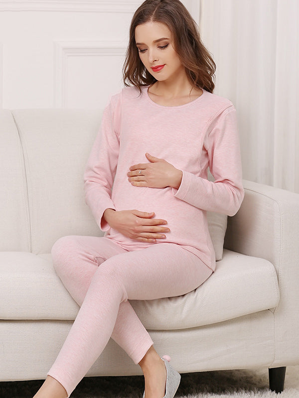 Beaumama ensemble d'allaitement deux pièces grossesse casual confortable épissage t-shirt pantalon femme enceinte