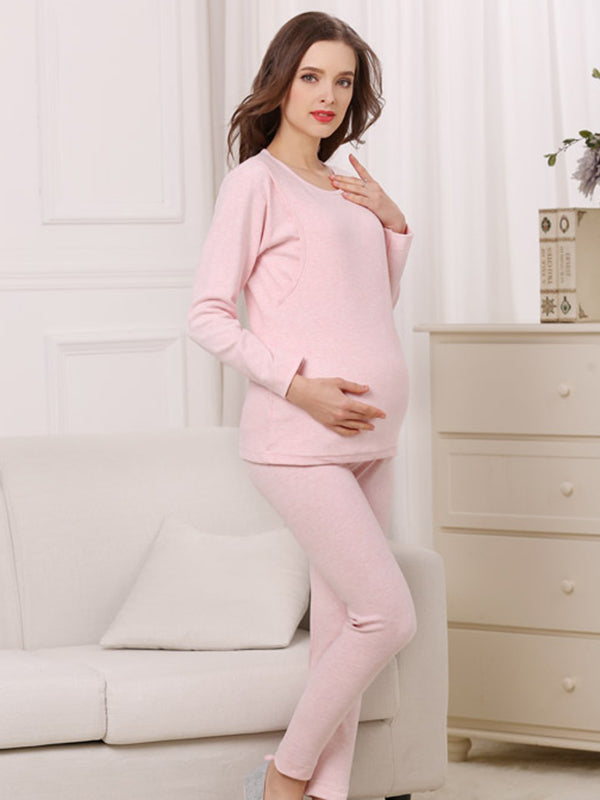 Beaumama ensemble d'allaitement deux pièces grossesse casual confortable épissage t-shirt pantalon femme enceinte