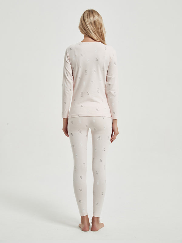 Beaumama ensemble d'allaitement deux pièces grossesse casual confortable lapin coeur épissage t-shirt pantalon femme enceinte