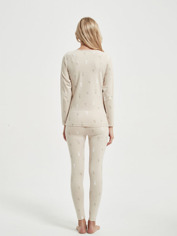 Beaumama ensemble d'allaitement deux pièces grossesse casual confortable lapin coeur épissage t-shirt pantalon femme enceinte