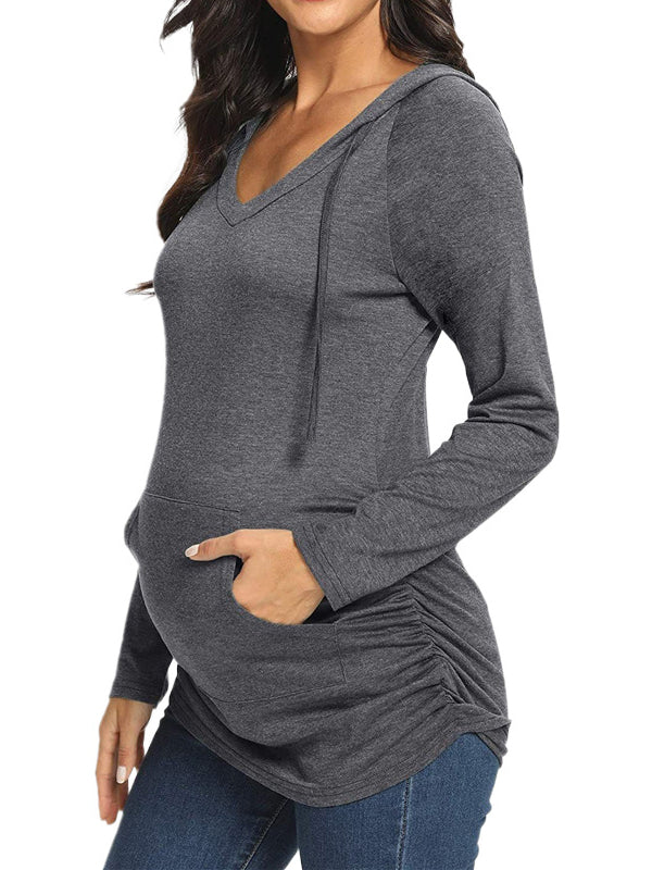Beaumama sweatshirt allaitement grossesse capuche poches plissé style maison femme enceinte