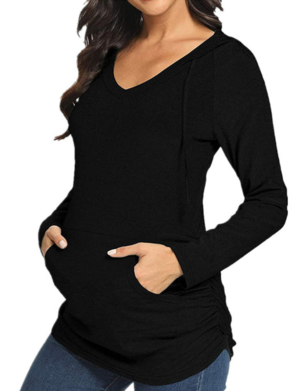 Beaumama sweatshirt allaitement grossesse capuche poches plissé style maison femme enceinte