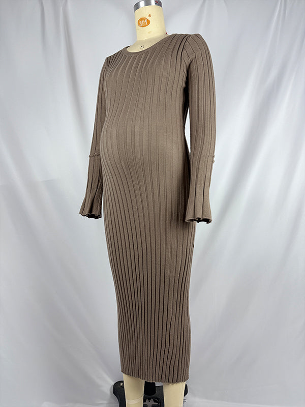 Beaumama robe longue grossesse vacances shooting rayé crochet tricot trapèze femme enceinte