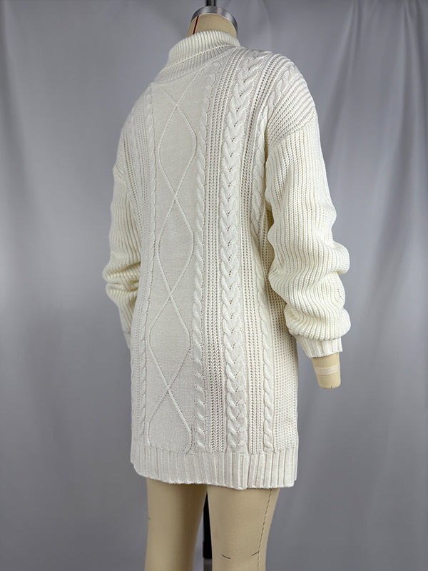 Beaumama robe pulls courte grossesse casual simple rugueux tricot torsadé col roulé femme enceinte