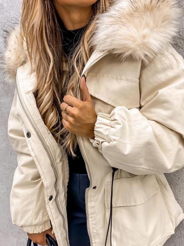 Beaumama parka avec fausse fourrure à capuche mode hiver femme veste