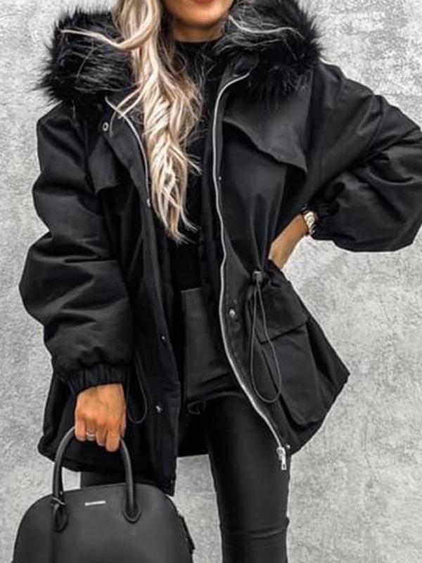 Beaumama parka avec fausse grossesse  fourrure à capuche mode hiver veste femme enceinte