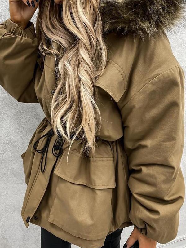 Beaumama parka avec fausse grossesse  fourrure à capuche mode hiver veste femme enceinte